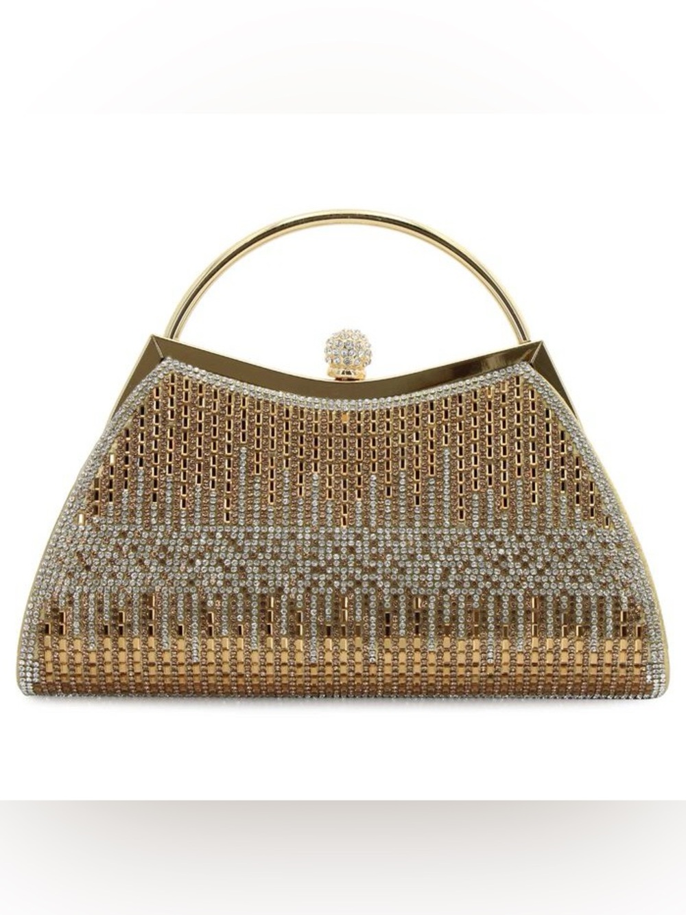 Gold Crystal-Embellished Evening Clutch - d'margeaux